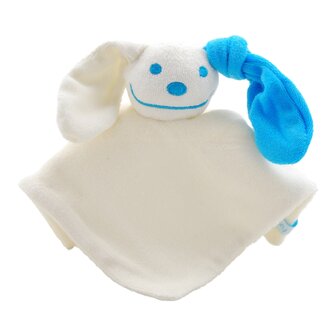 Knuffeldoekje ecru met turquoise oor
